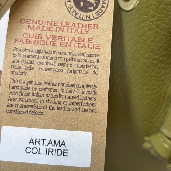 NEW Anna Paola Italian Leather Bucket Bag Made In Italy Olive Green - Picture 4 of 9